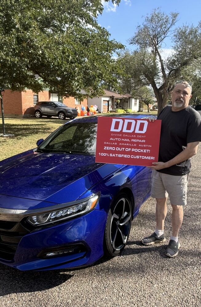 Happy DDD customer with his repaired blue Honda Accord